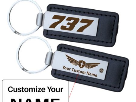 737 Flat Text Designed PU Leather Key Chains Online Sale