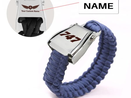 747 Flat Text Design Airplane Seat Belt Bracelet Hot on Sale