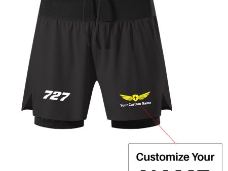 727 Flat Text Designed Quick Dry Fitness Shorts Online