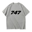 747 Flat Text Designed Relax Fit T-Shirts Sale