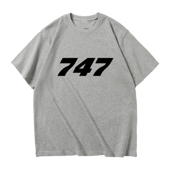 747 Flat Text Designed Relax Fit T-Shirts Sale