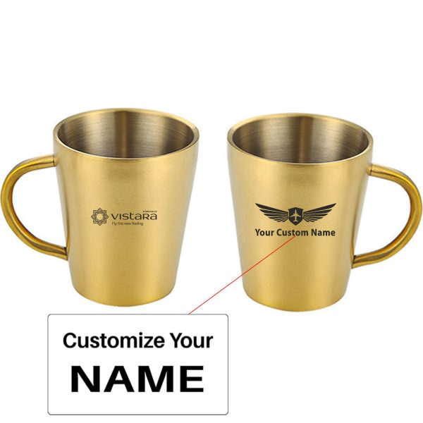 Vistara Airlines Designed Stainless Steel Coffee Mugs Fashion