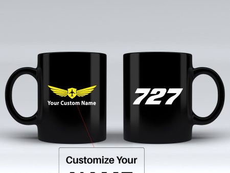 727 Flat Text Designed Black Mugs For Cheap