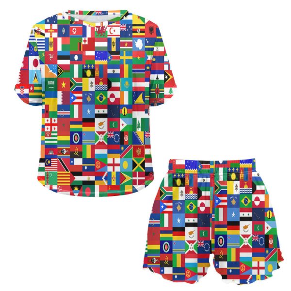 World Flags Designed Designed Women Summer Home Suits Online Hot Sale