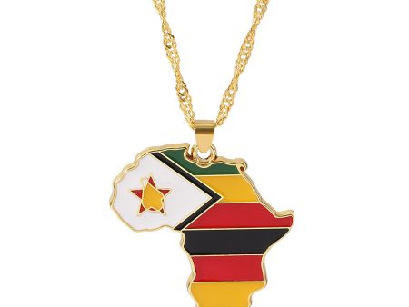 Zimbabwe Map Flag Necklace Online