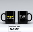 World Map (Text) Designed Black Mugs Hot on Sale