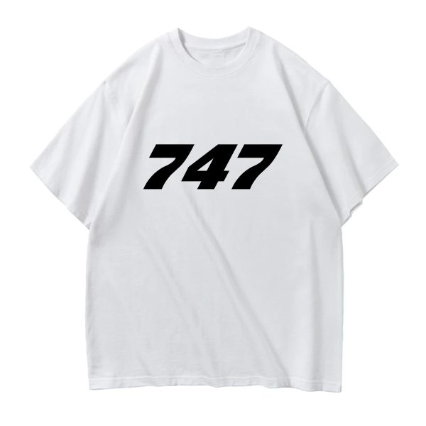 747 Flat Text Designed Relax Fit T-Shirts Sale