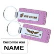 Air China Airlines Designed PU Leather Key Chains For Cheap