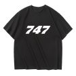 747 Flat Text Designed Relax Fit T-Shirts Sale