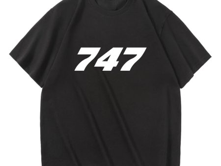 747 Flat Text Designed Relax Fit T-Shirts Sale