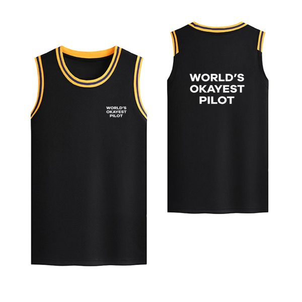 World s Okayest Pilot Designed Basketball Style Sports Tank Tops Supply