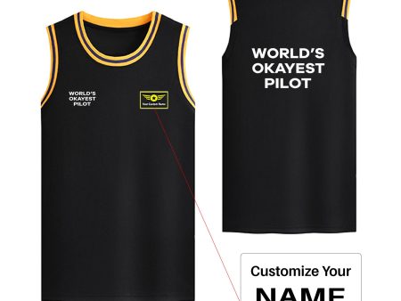 World s Okayest Pilot Designed Basketball Style Sports Tank Tops Supply