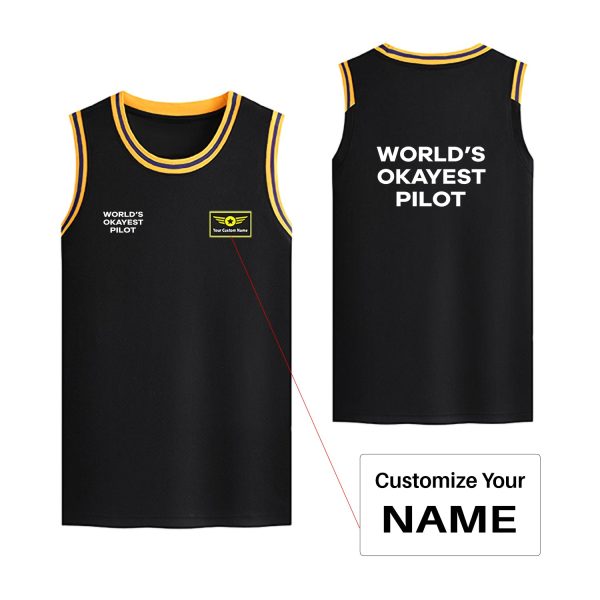 World s Okayest Pilot Designed Basketball Style Sports Tank Tops Supply